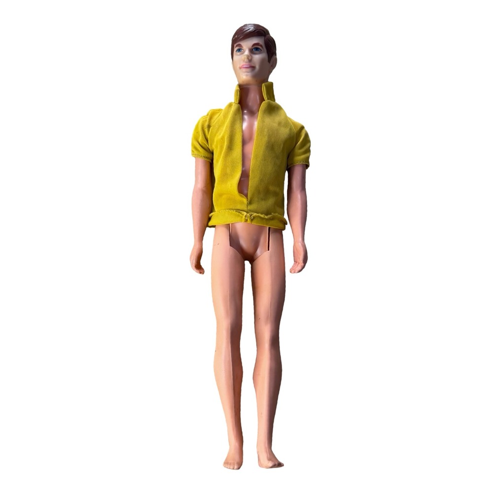 Vintage 1968 Mattel Good Looking Ken Doll Molded Brown Hair Yellow benable legs